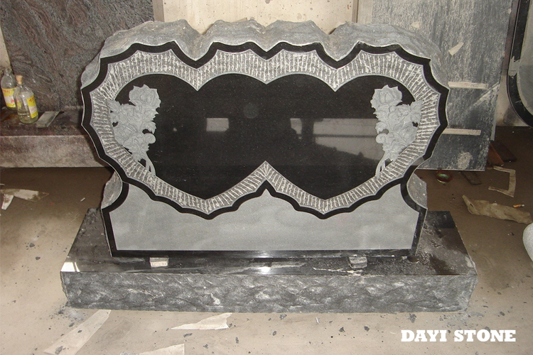 Shanxi Black Granite Headstone With Heart - Dayi Stone
